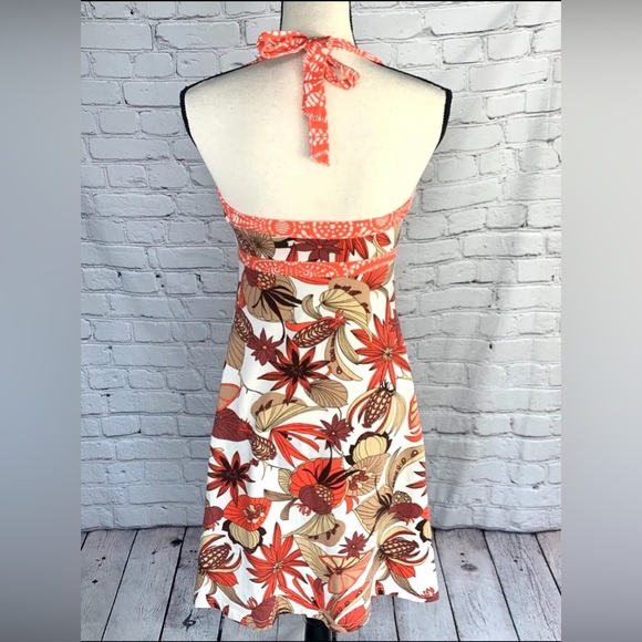 Patagonia Iliana Halter Dress Coral Tropical Built in Bra Organic Cotton - Picture 3 of 5